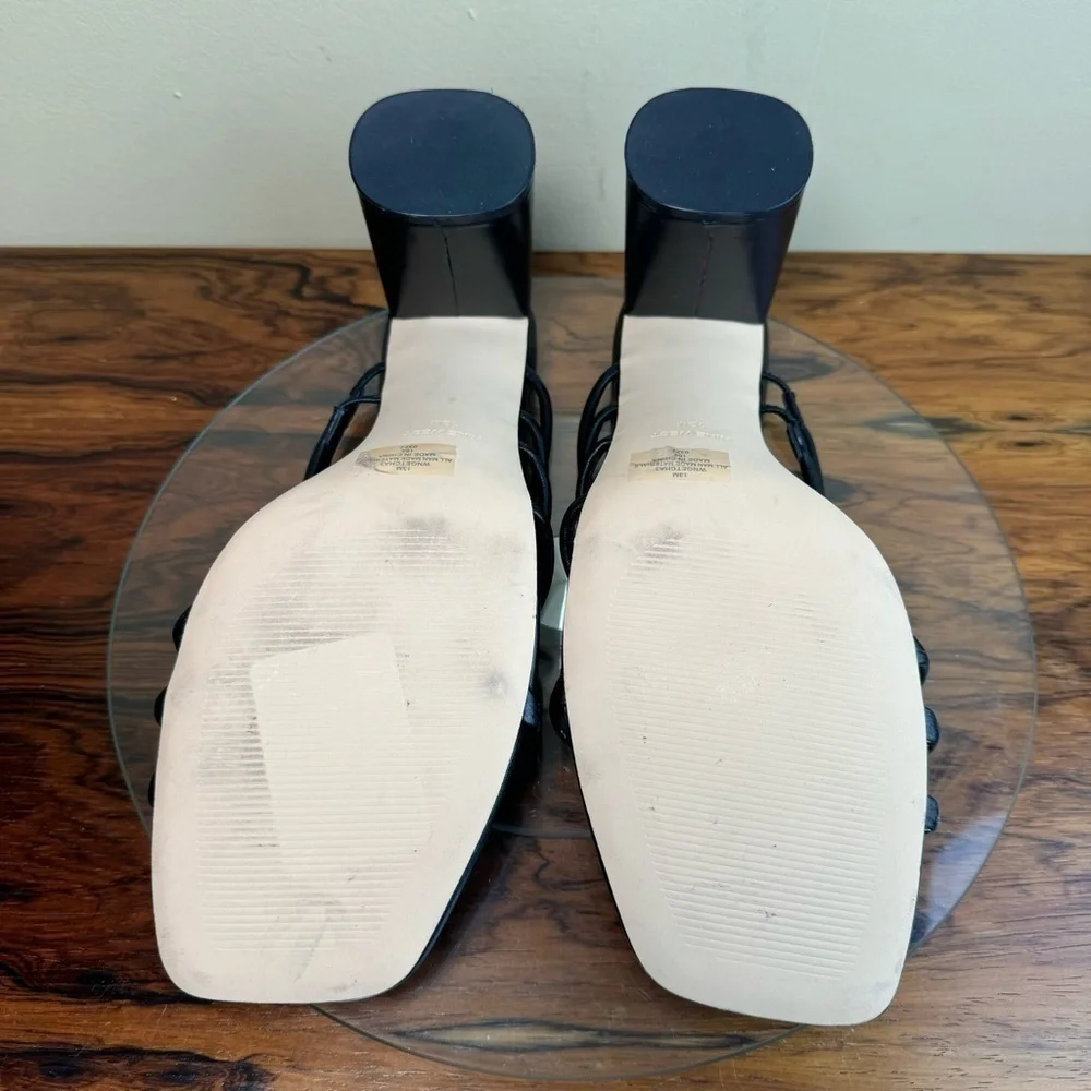 NINE WEST Strappy Open Toe Heel Sandals Platform Block Heels Size 13
